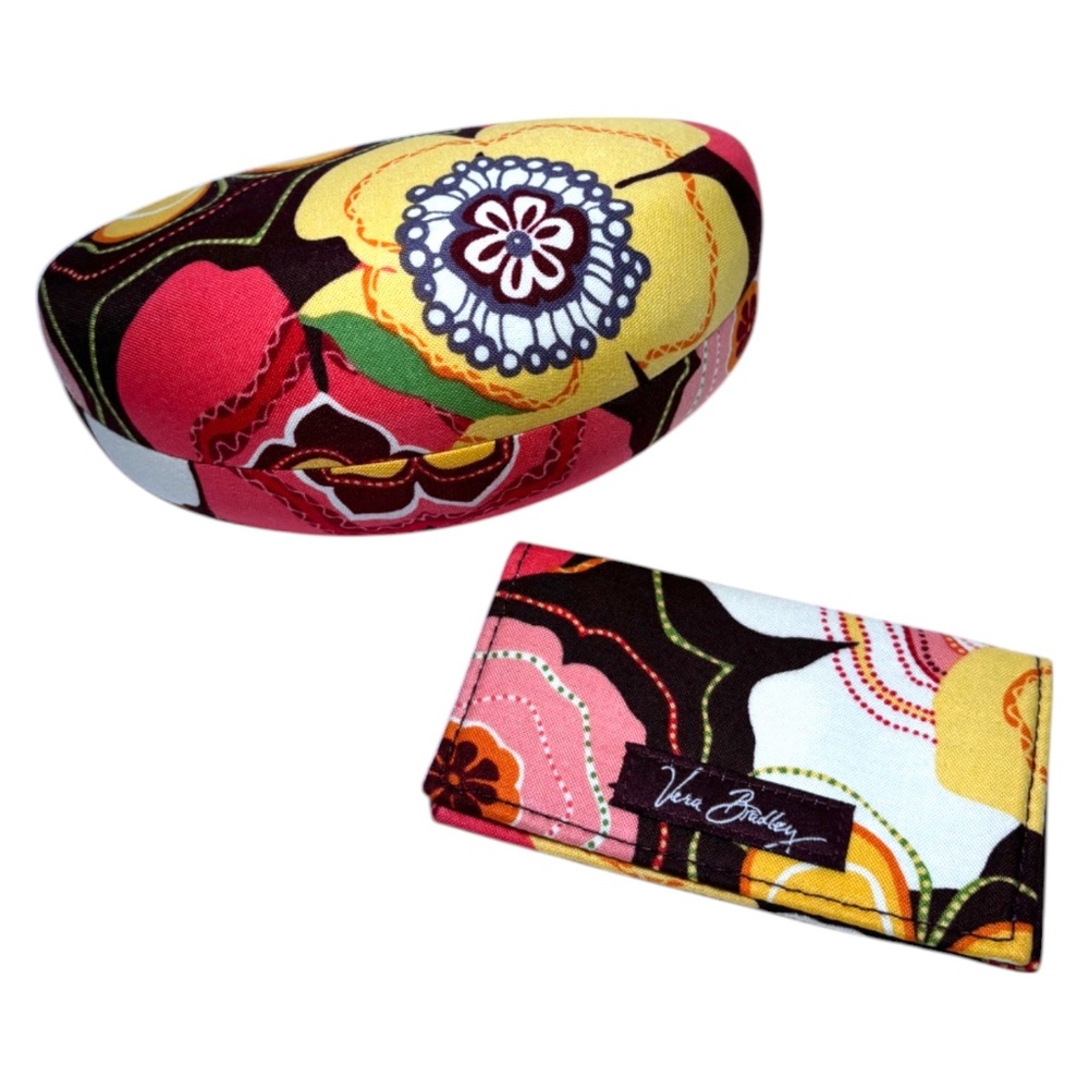 Vera Bradley Buttercup Set Hard Sunglass Case Card Wallet Retired Floral Gift